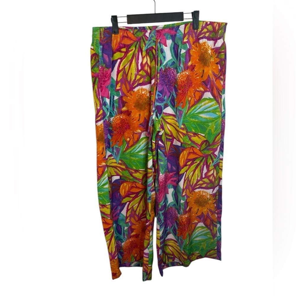 Lauren Ralph Lauren Colorful Watercolor Floral Wide Leg Flowy Pants